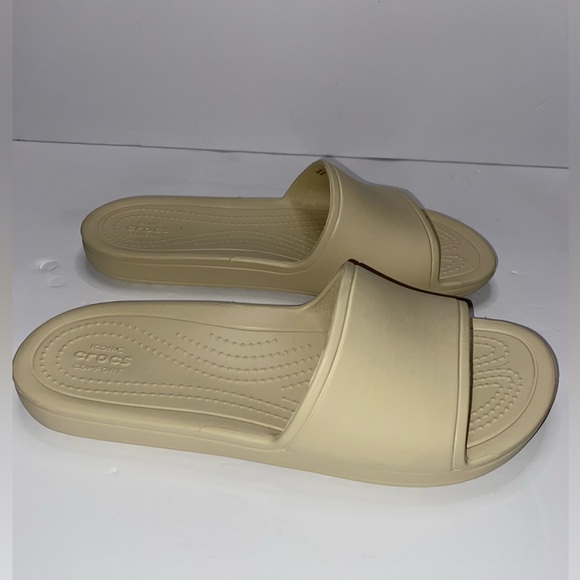 CROCS Women's Beige, Tan Slide Sandals Size 9 NWOT - Picture 5 of 9